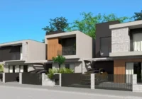 Fachada de casas modernas em condomínio