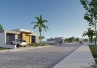 Fachada da casa e rua do loteamento — Loteamento Reserva da Lagoa